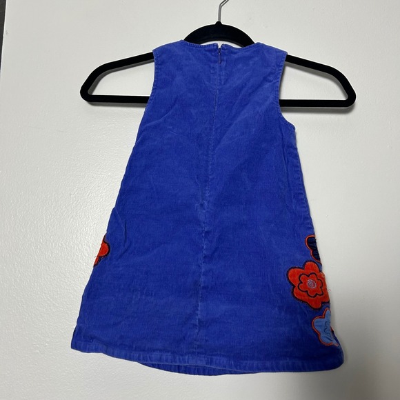 The Childrens Place Blue Corduroy Floral Dress Size 4T Sleeveless A-Line - Picture 4 of 4